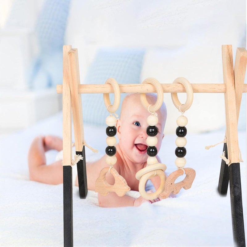 woobles Wood Baby Gym | Hanging Gym Toys for Newborns Gift - Foldable Activity Center for Motor Skill Development, Gift for Infants Boys Girls 3 Months Old and Up - Image 2